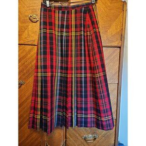 Joseph Banks Size 12 Pleated Tartan Plaid Midi Skirt SMALL FLAWS
